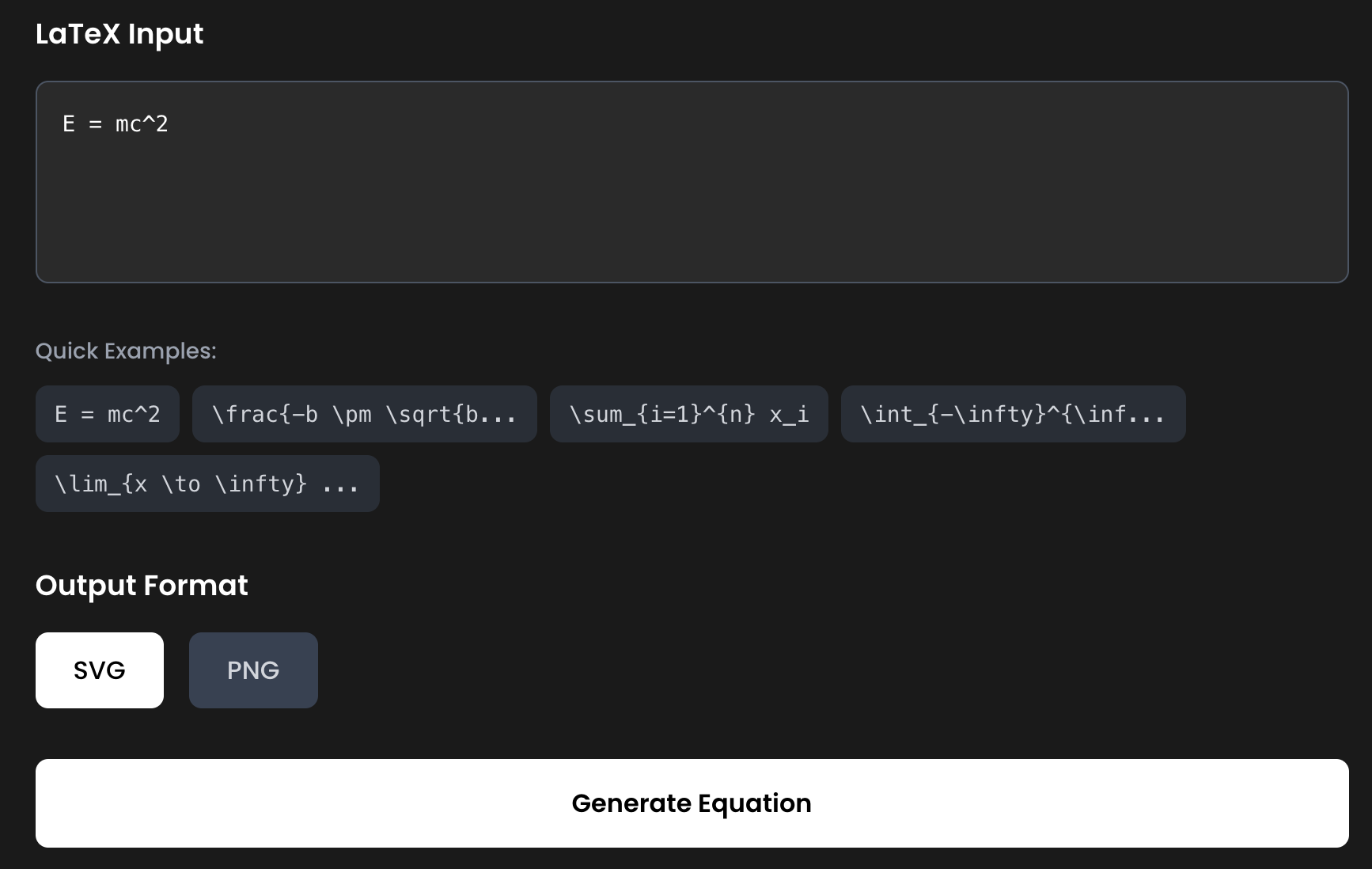 LaTeX to SVG/PNG Converter